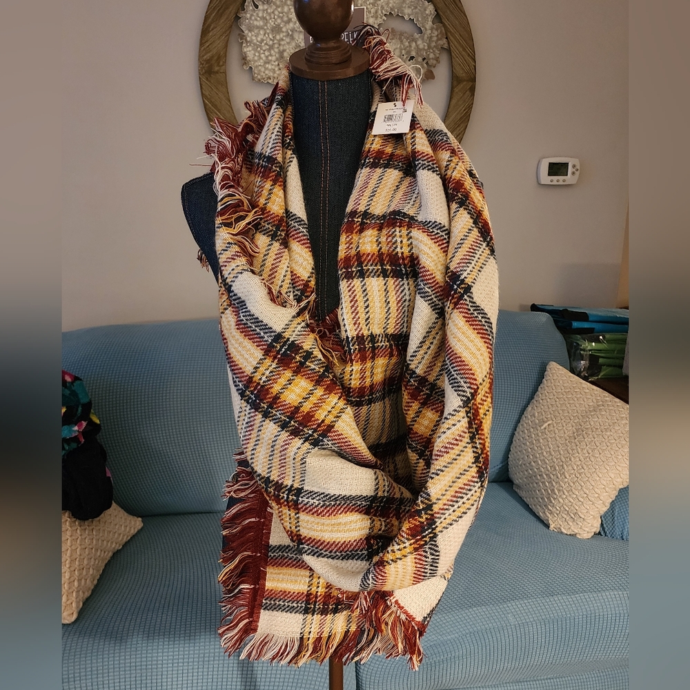 Plaid blanket scarf